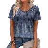 image:imageWIHOLL Women T Shirts Pleated Short Sleeve Tops Business Casual Dressy BlousesPrint 07