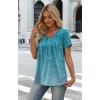 image:imageWIHOLL Women T Shirts Pleated Short Sleeve Tops Business Casual Dressy BlousesPrint 08