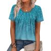 image:imageWIHOLL Women T Shirts Pleated Short Sleeve Tops Business Casual Dressy BlousesPrint 08