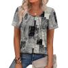 image:imageWIHOLL Women T Shirts Pleated Short Sleeve Tops Business Casual Dressy BlousesPrint 09