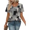 image:imageWIHOLL Women T Shirts Pleated Short Sleeve Tops Business Casual Dressy BlousesPrint 09