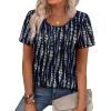 image:imageWIHOLL Women T Shirts Pleated Short Sleeve Tops Business Casual Dressy BlousesPrint 10