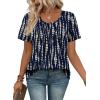 image:imageWIHOLL Women T Shirts Pleated Short Sleeve Tops Business Casual Dressy BlousesPrint 10