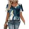 image:imageWIHOLL Women T Shirts Pleated Short Sleeve Tops Business Casual Dressy BlousesPrint 12