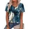 image:imageWIHOLL Women T Shirts Pleated Short Sleeve Tops Business Casual Dressy BlousesPrint 12