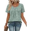 image:imageWIHOLL Women T Shirts Pleated Short Sleeve Tops Business Casual Dressy BlousesPrint 13