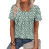 image:imageWIHOLL Women T Shirts Pleated Short Sleeve Tops Business Casual Dressy BlousesPrint 13