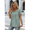 image:imageWIHOLL Women T Shirts Pleated Short Sleeve Tops Business Casual Dressy BlousesPrint 13