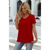 image:imageWIHOLL Women T Shirts Pleated Short Sleeve Tops Business Casual Dressy BlousesRed