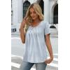 image:imageWIHOLL Women T Shirts Pleated Short Sleeve Tops Business Casual Dressy BlousesStriped Print 02