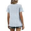image:imageWIHOLL Women T Shirts Pleated Short Sleeve Tops Business Casual Dressy BlousesStriped Print 02
