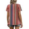 image:imageWIHOLL Women T Shirts Pleated Short Sleeve Tops Business Casual Dressy BlousesStriped Print 03