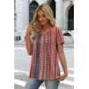 image:imageWIHOLL Women T Shirts Pleated Short Sleeve Tops Business Casual Dressy BlousesStriped Print 03