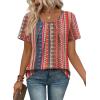 image:imageWIHOLL Women T Shirts Pleated Short Sleeve Tops Business Casual Dressy BlousesStriped Print 03