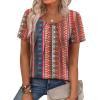 image:imageWIHOLL Women T Shirts Pleated Short Sleeve Tops Business Casual Dressy BlousesStriped Print 03