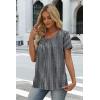 image:imageWIHOLL Women T Shirts Pleated Short Sleeve Tops Business Casual Dressy BlousesStriped Print 04