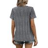 image:imageWIHOLL Women T Shirts Pleated Short Sleeve Tops Business Casual Dressy BlousesStriped Print 04