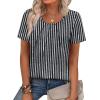 image:imageWIHOLL Women T Shirts Pleated Short Sleeve Tops Business Casual Dressy BlousesStriped Print 04
