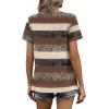 image:imageWIHOLL Women T Shirts Pleated Short Sleeve Tops Business Casual Dressy BlousesStriped Print