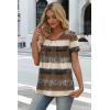 image:imageWIHOLL Women T Shirts Pleated Short Sleeve Tops Business Casual Dressy BlousesStriped Print