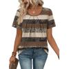 image:imageWIHOLL Women T Shirts Pleated Short Sleeve Tops Business Casual Dressy BlousesStriped Print