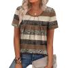 image:imageWIHOLL Women T Shirts Pleated Short Sleeve Tops Business Casual Dressy BlousesStriped Print