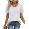 image:imageWIHOLL Women T Shirts Pleated Short Sleeve Tops Business Casual Dressy BlousesWhite