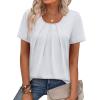 image:imageWIHOLL Women T Shirts Pleated Short Sleeve Tops Business Casual Dressy BlousesWhite
