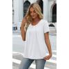 image:imageWIHOLL Women T Shirts Pleated Short Sleeve Tops Business Casual Dressy BlousesWhite