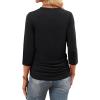 image:imageWIHOLL Womens 34 Length Sleeve Tops Crewneck Ruched Summer Shirts 2026 Business Casual Outfits Blouses Spring Clothes01  Black