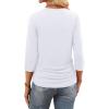 image:imageWIHOLL Womens 34 Length Sleeve Tops Crewneck Ruched Summer Shirts 2026 Business Casual Outfits Blouses Spring Clothes02  White