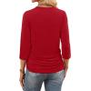 image:imageWIHOLL Womens 34 Length Sleeve Tops Crewneck Ruched Summer Shirts 2026 Business Casual Outfits Blouses Spring Clothes03  Red