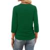 image:imageWIHOLL Womens 34 Length Sleeve Tops Crewneck Ruched Summer Shirts 2026 Business Casual Outfits Blouses Spring Clothes04  Green