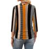 image:imageWIHOLL Womens 34 Length Sleeve Tops Crewneck Ruched Summer Shirts 2026 Business Casual Outfits Blouses Spring Clothes05  Floral Stripe