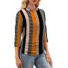 image:imageWIHOLL Womens 34 Length Sleeve Tops Crewneck Ruched Summer Shirts 2026 Business Casual Outfits Blouses Spring Clothes05  Floral Stripe
