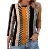image:imageWIHOLL Womens 34 Length Sleeve Tops Crewneck Ruched Summer Shirts 2026 Business Casual Outfits Blouses Spring Clothes05  Floral Stripe