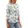 image:imageWIHOLL Womens 34 Length Sleeve Tops Crewneck Ruched Summer Shirts 2026 Business Casual Outfits Blouses Spring Clothes06  Floral Leaf