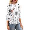 image:imageWIHOLL Womens 34 Length Sleeve Tops Crewneck Ruched Summer Shirts 2026 Business Casual Outfits Blouses Spring Clothes07  Floral White