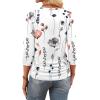 image:imageWIHOLL Womens 34 Length Sleeve Tops Crewneck Ruched Summer Shirts 2026 Business Casual Outfits Blouses Spring Clothes07  Floral White