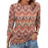 image:imageWIHOLL Womens 34 Length Sleeve Tops Crewneck Ruched Summer Shirts 2026 Business Casual Outfits Blouses Spring Clothes08  Boho