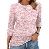 image:imageWIHOLL Womens 34 Length Sleeve Tops Crewneck Ruched Summer Shirts 2026 Business Casual Outfits Blouses Spring Clothes09  Pink Leopard