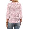 image:imageWIHOLL Womens 34 Length Sleeve Tops Crewneck Ruched Summer Shirts 2026 Business Casual Outfits Blouses Spring Clothes09  Pink Leopard