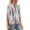 image:imageWIHOLL Womens 34 Length Sleeve Tops Crewneck Ruched Summer Shirts 2026 Business Casual Outfits Blouses Spring Clothes10  Tie Dye White