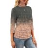 image:imageWIHOLL Womens 34 Length Sleeve Tops Crewneck Ruched Summer Shirts 2026 Business Casual Outfits Blouses Spring Clothes11  Tie Dye Coral