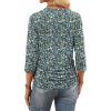 image:imageWIHOLL Womens 34 Length Sleeve Tops Crewneck Ruched Summer Shirts 2026 Business Casual Outfits Blouses Spring Clothes12  Floral Blue