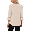 image:imageWIHOLL Womens Blouses Dressy Casual 34 Length Sleeve Tops Lace Trendy 2026 Spring Summer V Neck Shirts Vacation OutfitsBeige