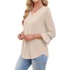 image:imageWIHOLL Womens Blouses Dressy Casual 34 Length Sleeve Tops Lace Trendy 2026 Spring Summer V Neck Shirts Vacation OutfitsBeige