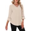 image:imageWIHOLL Womens Blouses Dressy Casual 34 Length Sleeve Tops Lace Trendy 2026 Spring Summer V Neck Shirts Vacation OutfitsBeige