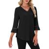 image:imageWIHOLL Womens Blouses Dressy Casual 34 Length Sleeve Tops Lace Trendy 2026 Spring Summer V Neck Shirts Vacation OutfitsBlack