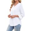 image:imageWIHOLL Womens Blouses Dressy Casual 34 Length Sleeve Tops Lace Trendy 2026 Spring Summer V Neck Shirts Vacation OutfitsClassic White